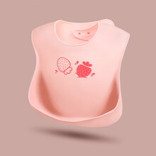 一次性围兜宝宝口水巾婴儿吃饭防水围兜儿童围嘴便携式兜小孩软兜兜 粉硅胶围兜(3D加大加深口径)