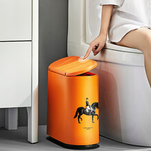 诺爵 北欧垃圾桶轻奢窄夹缝家用卫生间创意按压带盖网红圾圾篓筒厕所 按压垃圾桶【橙色男骑士】垃圾袋30只