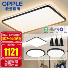 超市	欧普照明（OPPLE）LED吸顶灯客厅灯 时尚北欧简约超薄客厅卧室餐厅灯具灯饰套餐 智能音箱/AI智控调光 品见黑