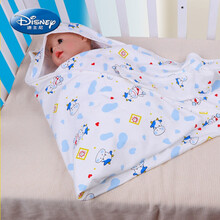 迪士尼/DisneyA类纯棉包被婴儿春夏秋冬被子新生婴儿抱被产房包巾襁褓巾抱被 萌牛蓝 90x90(双层带帽抱被)