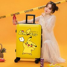 甄芝梦卡通拉杆箱男女学生行李箱26英寸大容量ins网红日系少女旅行箱24寸结实耐用密码箱28寸皮箱子 开心皮卡丘【黄】 20寸【可登机 贴纸+防尘套】