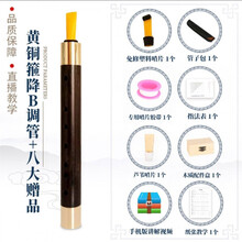 管子乐器乌木管子D调C调降B调管子乐器带哨片演奏乐器D调初学者 黄铜箍降B调管+8