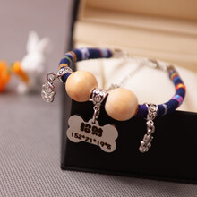 臻弗狗狗项圈狗狗身份牌定制刻字定做泰迪猫咪小狗防走丢宠物项圈 宠物铃铛款宝蓝色 XS