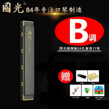 上海国光口琴24孔复音#A\/B\/C\/D\/E\/F\/G调国之梦口琴成人儿童初学专业演奏级 演奏款黑色复音B调【原厂配件】