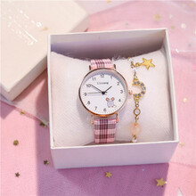ℂℂ℘儿童手表女孩小学生初高中只看时间防水防摔女童8-9-10-14岁以上生日礼物 小灰鼠粉带格子+仙女盒+星月手链+备用电子