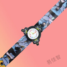 手表儿童男女孩卡通玩具迷你考试啪啪圈旋转幼儿园可爱礼物小手表 蝙蝠侠黑色旋转款