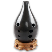 满口埙十孔10孔陶埙古埙土梁吐良埙书法刻字乐器E F G调追乐熏勋 满口埙无字黑陶 左起 F调