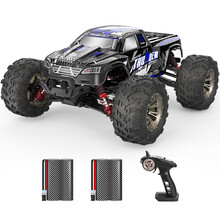 JJR/C 大型高速车36km/h 四驱攀爬越野车小孩RC遥控汽车 男孩电动赛车儿童玩具遥控车 W1蓝 双电续航40分钟
