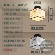 新中式过道灯走廊灯小吸顶灯卧室灯阳台灯入户灯酒店进门玄关灯 花开富贵18方限量款