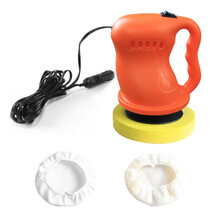 新款 迷你汽车小型车用抛光机划痕祛除机 DIY抛光修复金属氧化 DC12V车载打蜡机 橙色