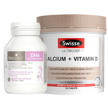 孕期营养Bio island孕妇dha澳洲进口澳佳宝孕期黄金营养素叶酸swisse孕妇钙片复合维生素 孕妇DHA海藻60粒+斯维诗 维生素钙150片