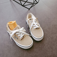 趣优猪帆布鞋女童板鞋2021夏季新款春小白鞋儿童休闲一脚蹬布鞋男童 奶茶 36码/内长21.5cm