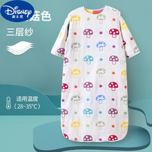 迪士尼（Disney）品牌纯棉婴儿睡袋儿童纱布春秋薄款春夏季四季通用款宝宝一体式防踢被 三层-蘑菇 衣长110cm(3-5岁)