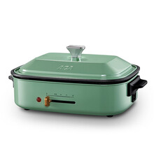北美电器 （ACA） 多功能锅料理锅 电烧烤锅电火锅蒸锅家用电烤锅AH-MP1200（复古绿）
