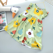 ゞ推荐新品洋气童装2021夏季新款儿童女童绵绸碎花连衣裙宝宝中小童公主裙子 纯绿色花色 100cm