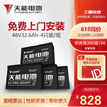 天能 48V32AH 电动车电池 6-EVF-32（4只装）载重型三轮电动车电池电瓶车电瓶上门安装 升级款48V32AH（4只）直接购买