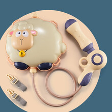 儿童水枪戏水玩具卡通背包水枪抽拉式夏季呲水打水仗户外沙滩喷水枪大容量喷射枪双肩背六一儿童节礼物 大号绵羊