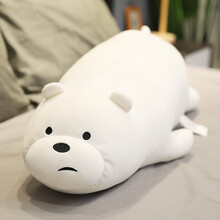 名创优品咱们裸熊公仔同款陪睡等身吧三只熊猫北极熊毛绒玩具玩偶娃娃可爱睡觉抱枕 白色白熊(趴姿) 48厘米/0.6kg