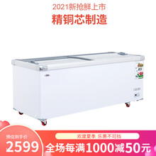 妮雪商用展示冷柜岛柜卧式点菜冰柜大容量展示冰柜纯铜管制冷超市展示柜冰柜保鲜冰箱玻璃门 加大容积加深款铜管2100x900x850mm