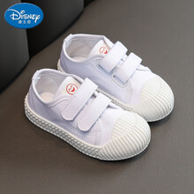 Disney/迪士尼童鞋2021夏夏新款儿童帆布鞋小白鞋板鞋男女小学生魔术贴饼干布鞋 A13小白鞋 21