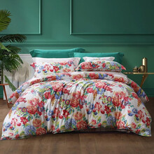 富安娜家纺 床上用品四件套纯棉全棉床品套件床单被套 复古印花单双人 倾城之魅 1米8/2米床(230*229cm)米白