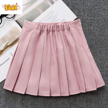 擒旗轻奢品牌高端品质童装半身裙儿童百褶裙子2021新款中大童jk格裙夏季短裙学院风裙裤G14 粉色 110cm