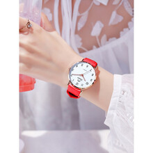 迪士尼官·网方旗舰同款手表女生简约气质学生初高中女孩儿童ins风小众机械电子女表 红色皮带-普通版【夜光+二年质保】