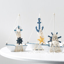 【新品】地中海装饰帆船模型小摆件一帆风顺实木工艺礼品海盗木船渔船客厅 一帆风顺3件套
