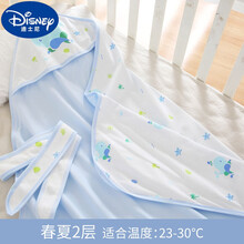 迪士尼（Disney）0-1岁小孩春天抱被初生婴儿包巾产房抱被新生儿用品宝宝春秋夏季薄款纯棉包裹布包 【春夏2层】小鲸鱼 蓝 90x90cm
