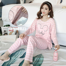 婧麒同款春夏季薄款纯棉卡通月子服夏天坐月子孕妇睡衣加大码产后哺乳衣女 YLY8011# 长条纹粉兔月子 XL码(120-132斤)