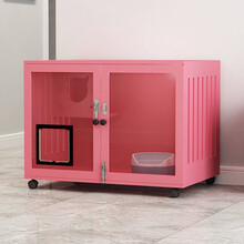 七夕旺猫笼子 实木生态猫别墅 猫笼木质 猫舍猫窝封闭式 防水可擦拭消毒 高60宽90深60粉色