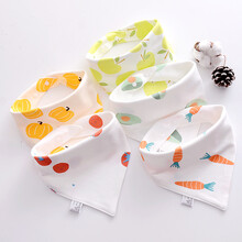 宝宝口水巾纯棉防水围嘴初生儿防吐奶围兜超柔围巾新生婴儿三角巾 5条装 水果组合