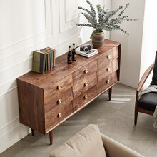 纽菲乐 北美黑胡桃木实木斗柜九斗卧室客厅家具 北美黑胡桃实木斗柜160*40*85cm