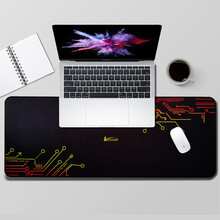 玲魅Linmath 鼠标垫大号办公鼠标垫桌垫包边防滑脑键盘垫办公游戏鼠标垫锁边大号桌垫800*300MM电流能量