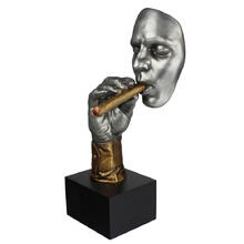 LUXFO朗佑树脂雪茄人摆件艺术品摆设雪茄吧酒吧家居抽吸烟人者头像LF-5010M 男款