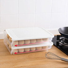 IMAKARA日本家用鸡蛋盒冰箱保鲜收纳盒防震防摔滚动鸡蛋托通用透明滚蛋鸡蛋盒 2个装