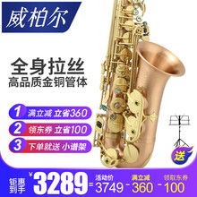 VIBRA威柏尔 降E调中音萨克斯管/风乐器 85金铜专业级 拉丝款K858DK