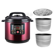 商用电压力锅8L/10L/12L/26升大容量mi高压锅电饭煲双胆 10L酒红色双胆蒸格+插座+密封圈 一键排气款