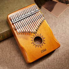 拇指琴17音卡林巴琴 kalimba相思木21音卡琳巴琴手指琴双指琴乐器 17音桃花芯太阳神哑光护手【原木】