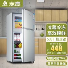 志高（CHIGO）冰箱小型双门 迷你小冰箱家用宿舍冷藏冷冻 节能电冰箱送货上门 【小巧不占地 三天约一度电】53升 星光银