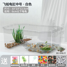 宠尚天 龟缸乌龟缸带晒台巴西龟鳄龟小乌龟饲养箱养乌龟盆龟箱爬宠用品塑料特大号养龟专用缸 白色中号龟缸33*23*12.5cm+龟+大礼包