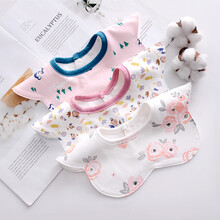 婴儿围嘴纯棉防水360度旋转口水巾新生男女宝宝夏季薄款围兜围脖 【3条装】H组 均码