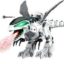 聪贝星【官方认证授权】儿童恐龙玩具电动遥控超大号霸王龙机器人触摸感应侏罗纪世界儿童玩具编程机械战龙 色66厘米【喷雾跳舞战斗】 两块机身电池可连续玩80分钟