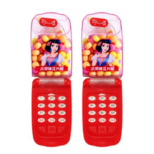 公主卡通音乐手机翻盖灯光电话机糖仿真玩具宝宝儿童节礼物 手机【红】*(2个) 标配
