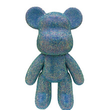 贴钻diy手工暴力熊材料包玩偶摆件粘钻熊玩具公仔七夕情人节礼物 七彩宝蓝(熊+材料包) 23cm