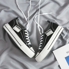 BOOLFEN帆布鞋女学生低帮板鞋女春季透气休闲鞋子女韩版潮流少女百搭小白鞋ins网红街拍运动女鞋 #天盛&F-36黑色 37