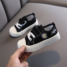 迪士尼Disney小宝宝夏季儿童帆布鞋春秋女童鞋饼干鞋男童板鞋透气幼儿园小白鞋高档 K933黑色小孩子夏天穿的 21码内长13.5m小孩子夏天穿的