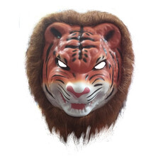 万圣节大灰恐怖动物头套狮子老虎狼猩猩猴子豹子怪兽儿童面具 老虎黄色