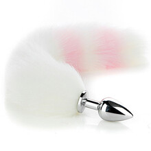 久爱 狐狸尾巴后庭肛塞大中小号金属拉珠震动扩张外出gay男女用自慰器sm另类玩具夫妻情趣按摩性用品 小号金属肛塞-先粉后白尾巴(肛塞直径约2.7cm)