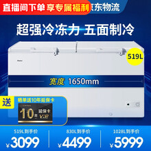 【当天发货】海尔冰柜商用大容量双开门冷藏冷冻柜大富豪强冷系列500升以上带锁卧式双门冷柜 519升/1.65米宽